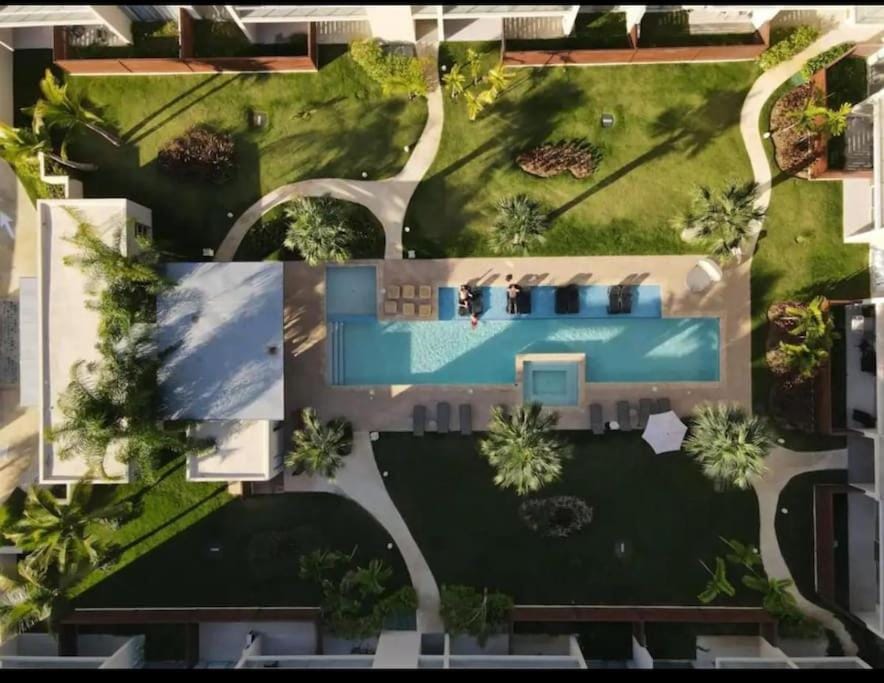 Property building, Day, Natural landscape, Bird's eye view, Garden, Garden, Garden view, Pool view, Swimming pool, sunbed