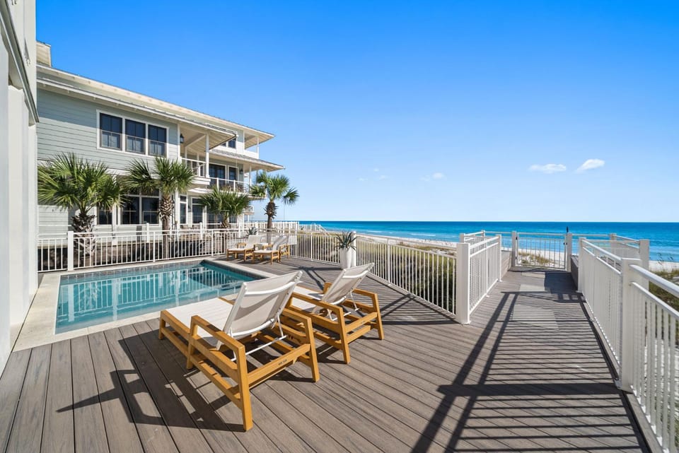 Patio, View (from property/room), Seating area, Beach, Swimming pool