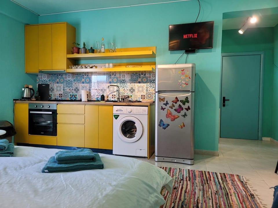 Bed, TV and multimedia, Kitchen or kitchenette, oven, pet friendly, stove, washing machine
