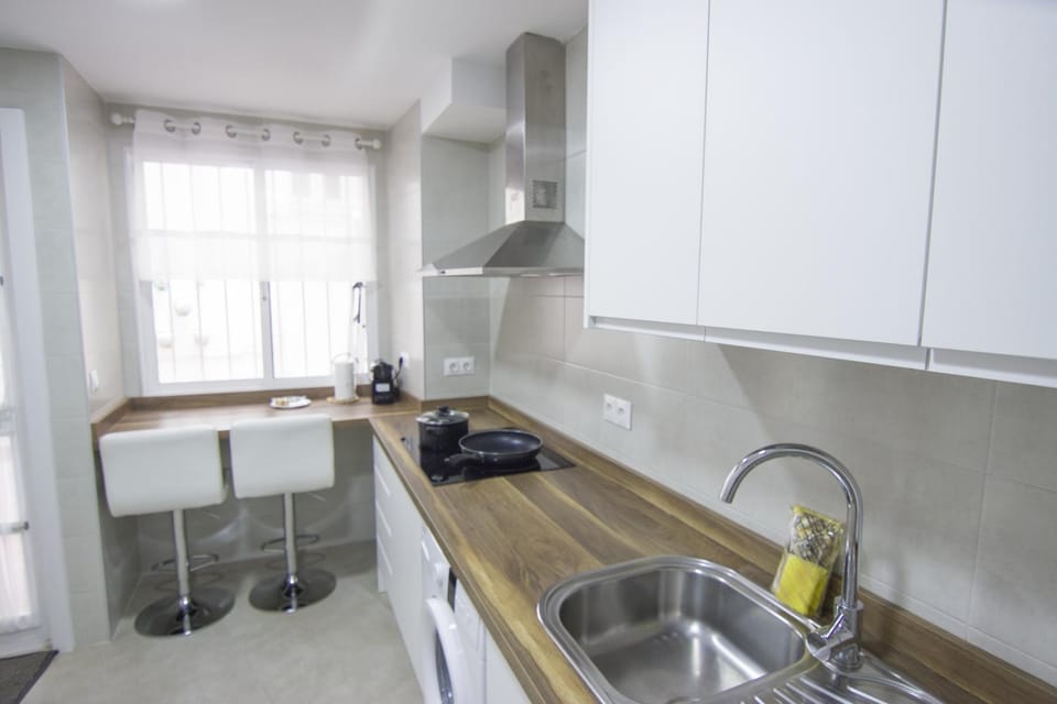 Kitchen or kitchenette, stove
