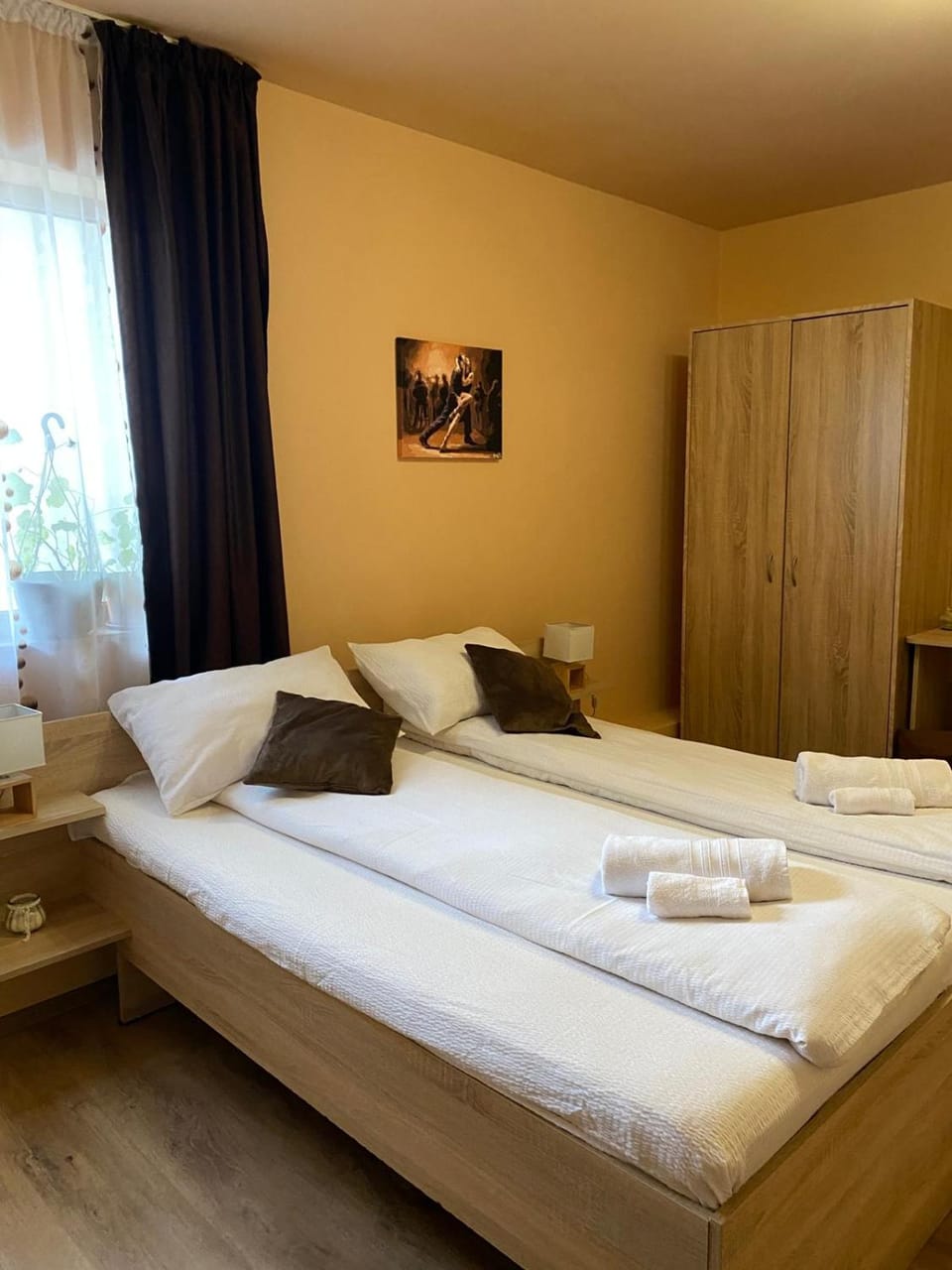 Bed, Photo of the whole room, Bedroom, towels, wardrobe