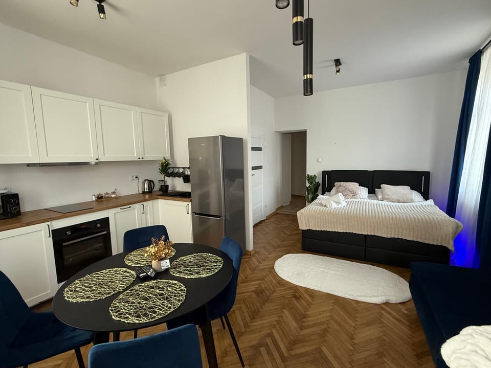 Bed, Kitchen or kitchenette, Photo of the whole room, Bedroom, oven, stove