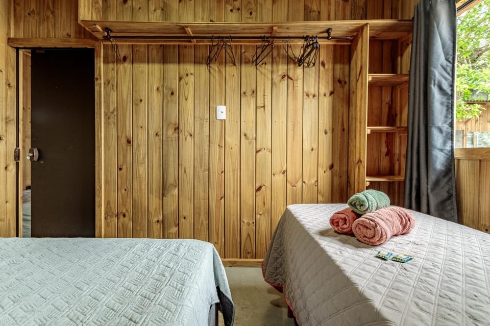 Bed, Photo of the whole room, towels, wardrobe