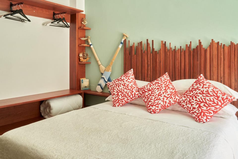 Bed, wardrobe