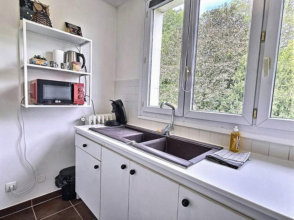 Coffee/tea facilities, Kitchen or kitchenette, stove