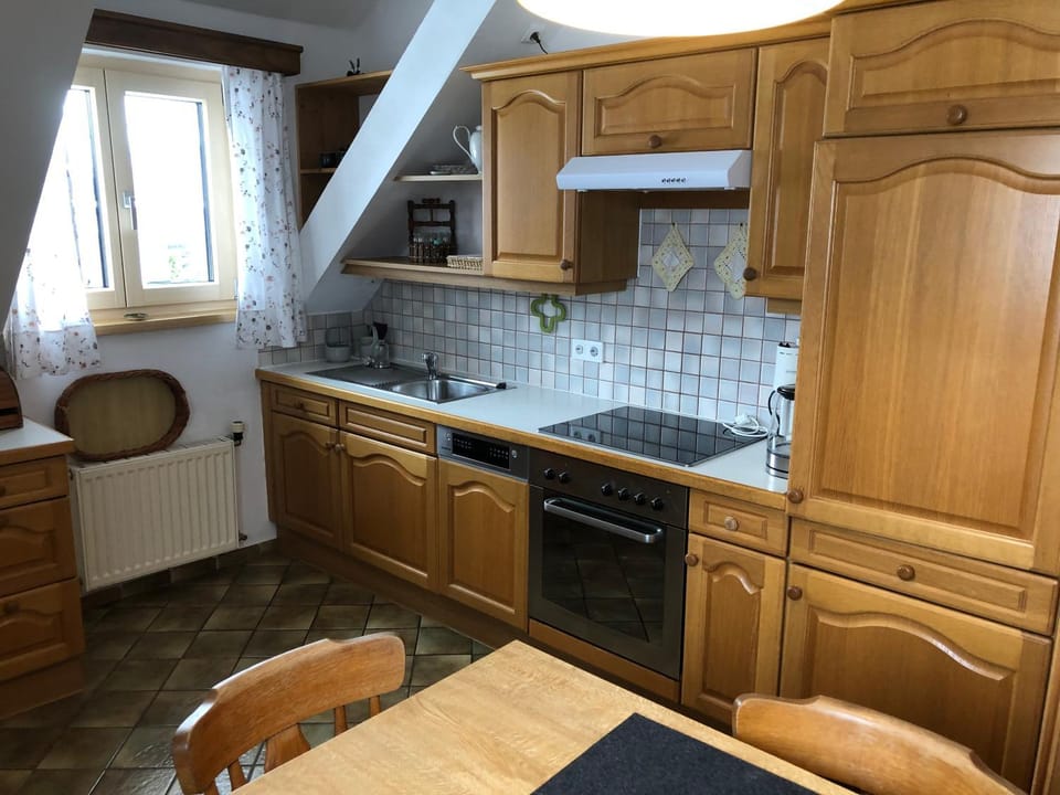 Kitchen or kitchenette, dishwasher, stove