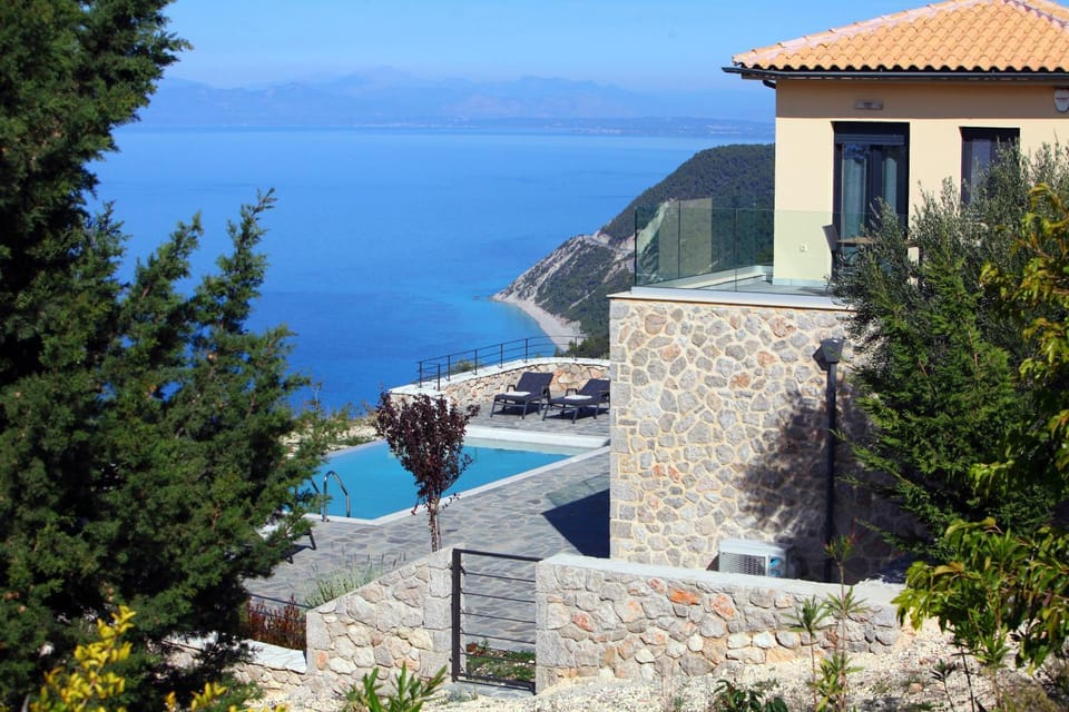 Property building, Patio, Natural landscape, View (from property/room), Mountain view, Sea view, Swimming pool