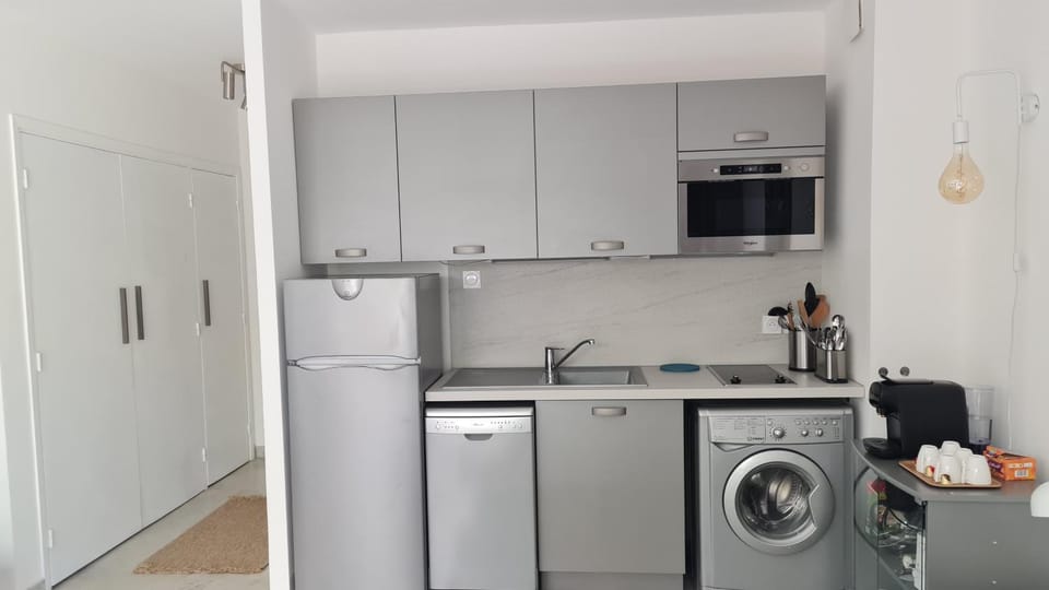 Kitchen or kitchenette, dishwasher, washing machine
