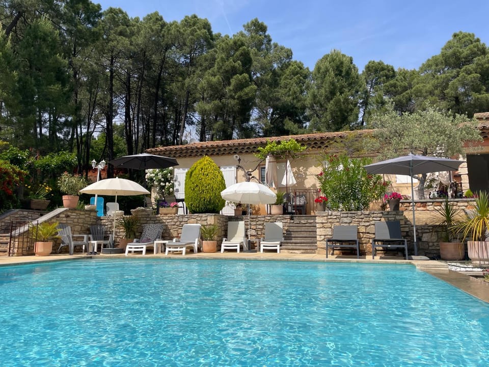 Property building, Natural landscape, Pool view, Swimming pool