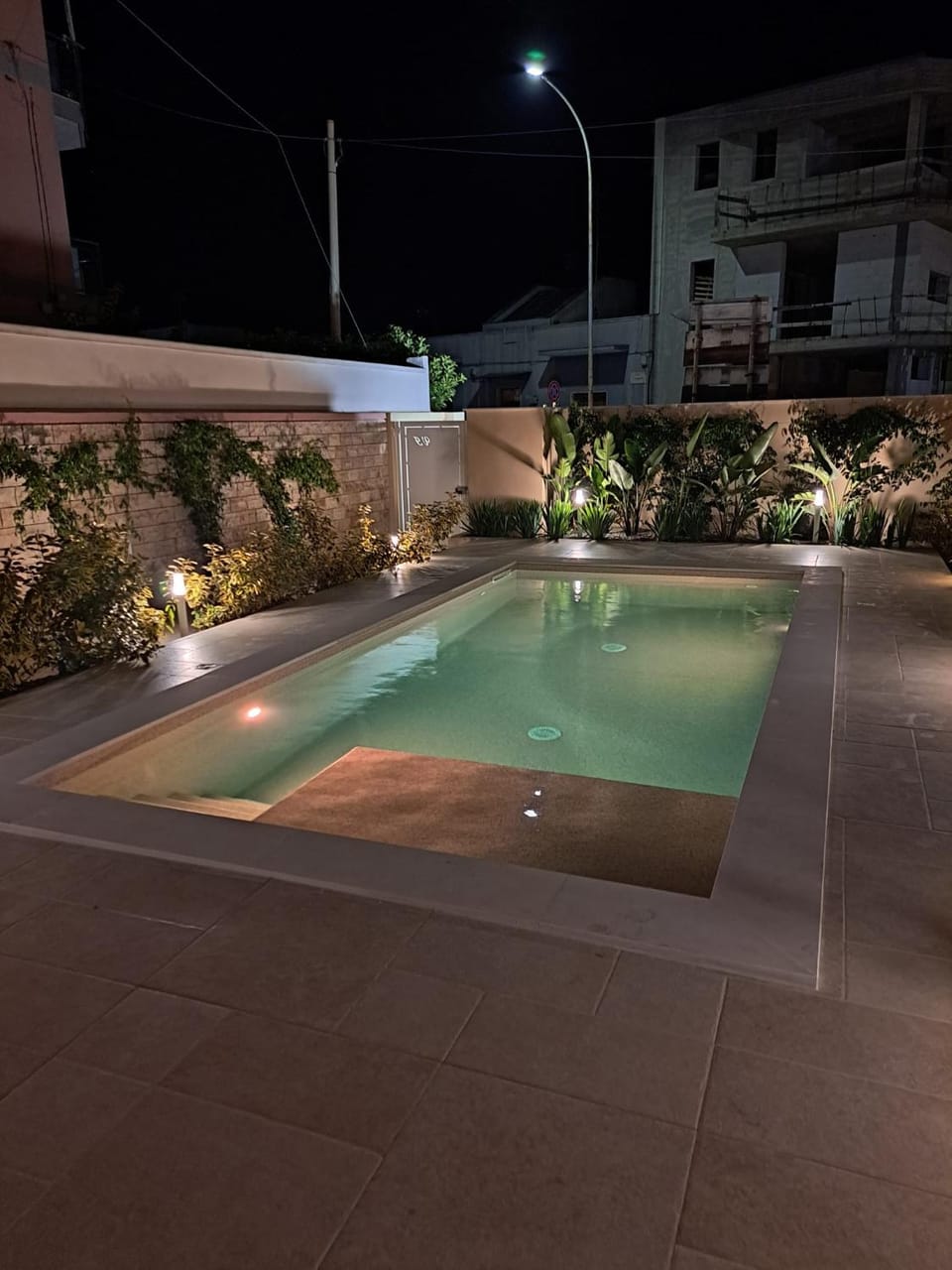 Night, Pool view, Swimming pool