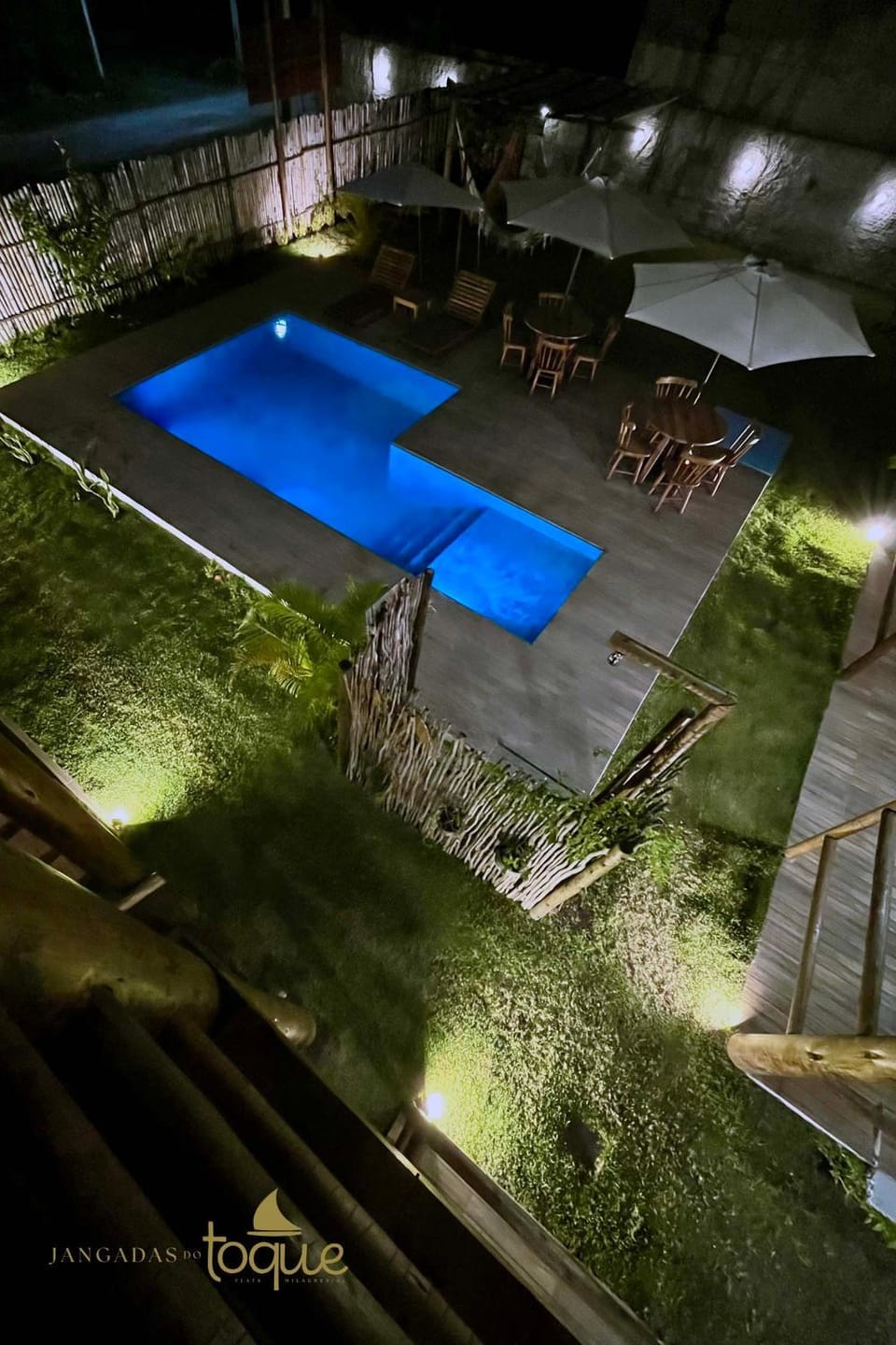 Night, Garden, Pool view, Swimming pool