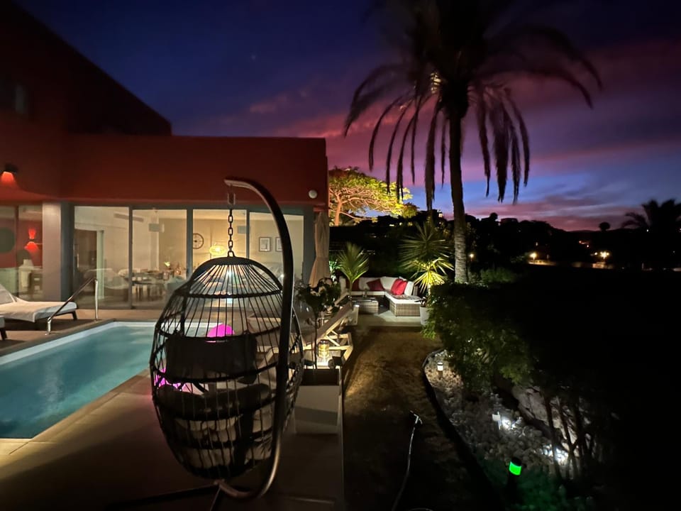 Night, Pool view, Swimming pool