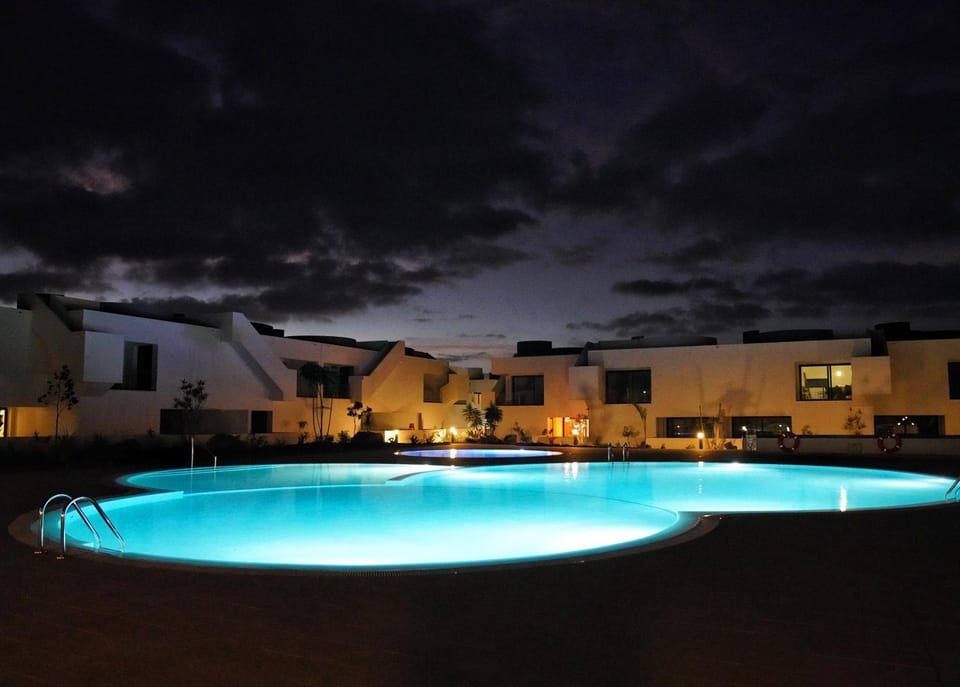 Property building, Night, Pool view, Swimming pool