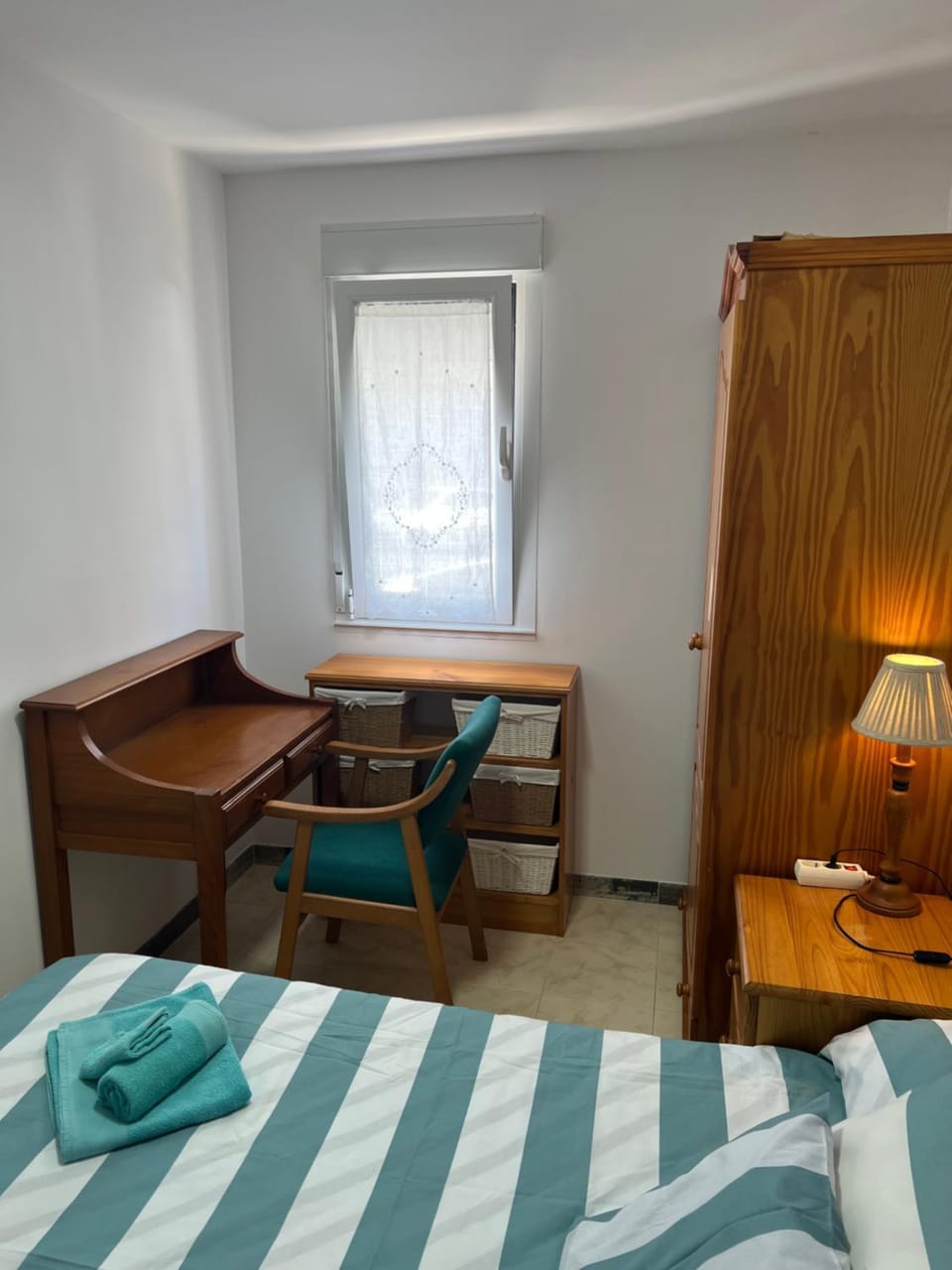 Bed, Photo of the whole room, Bedroom, towels, wardrobe