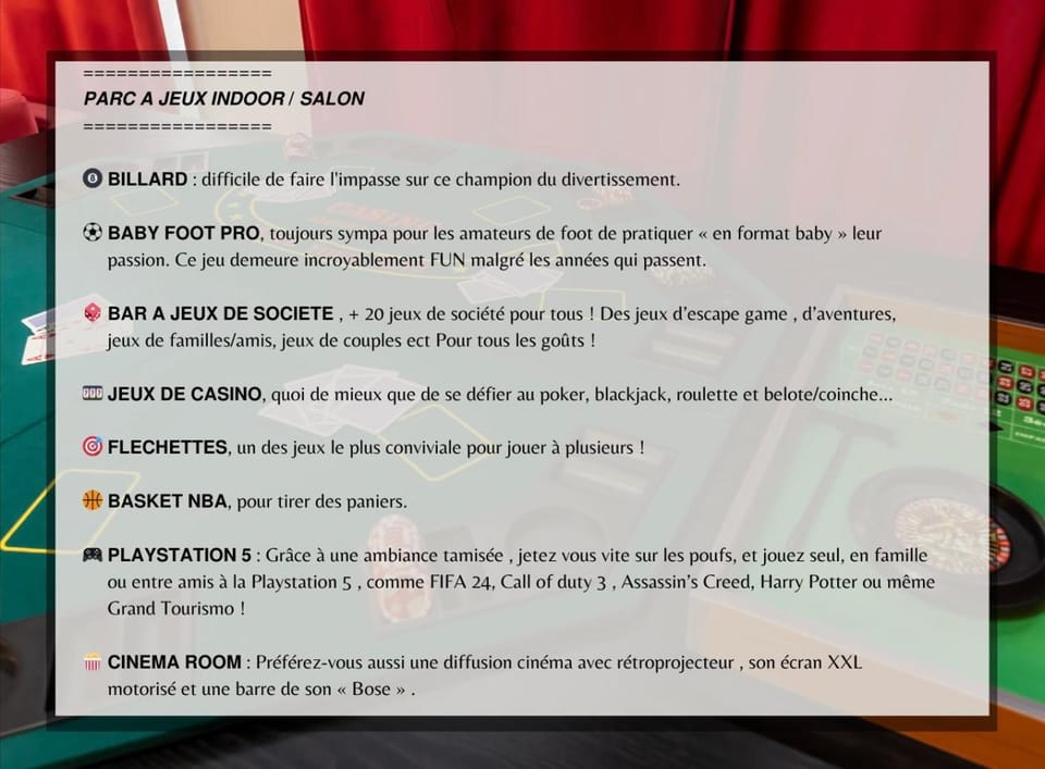 LOFT LAS VEGAS Games / Casino / Babyfoot / Bar à jeux Apartment in Saint-Étienne