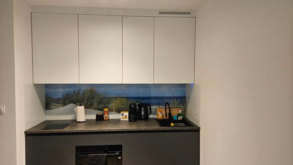 Coffee/tea facilities, Kitchen or kitchenette, oven, stove