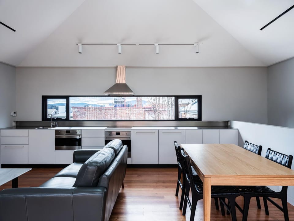 Kitchen or kitchenette, Living room, Dining area, oven, stove