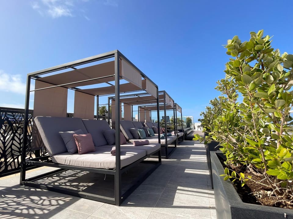 Seating area, Pool view, Sunset