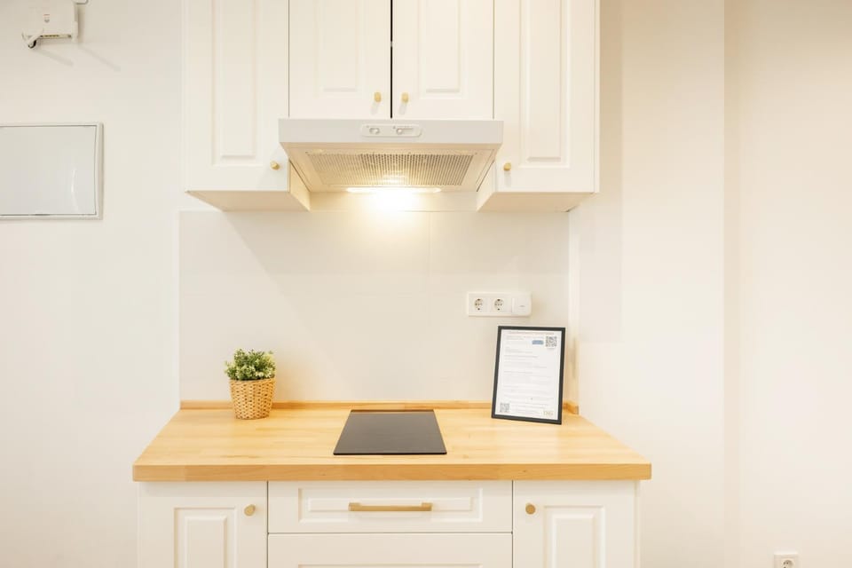 Kitchen or kitchenette, stove