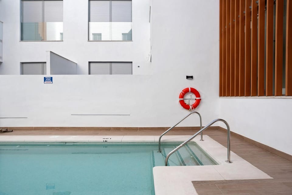 Property building, Living room, Swimming pool
