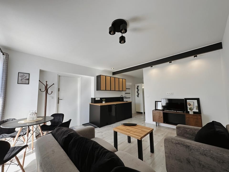 Kitchen or kitchenette, Living room, Seating area