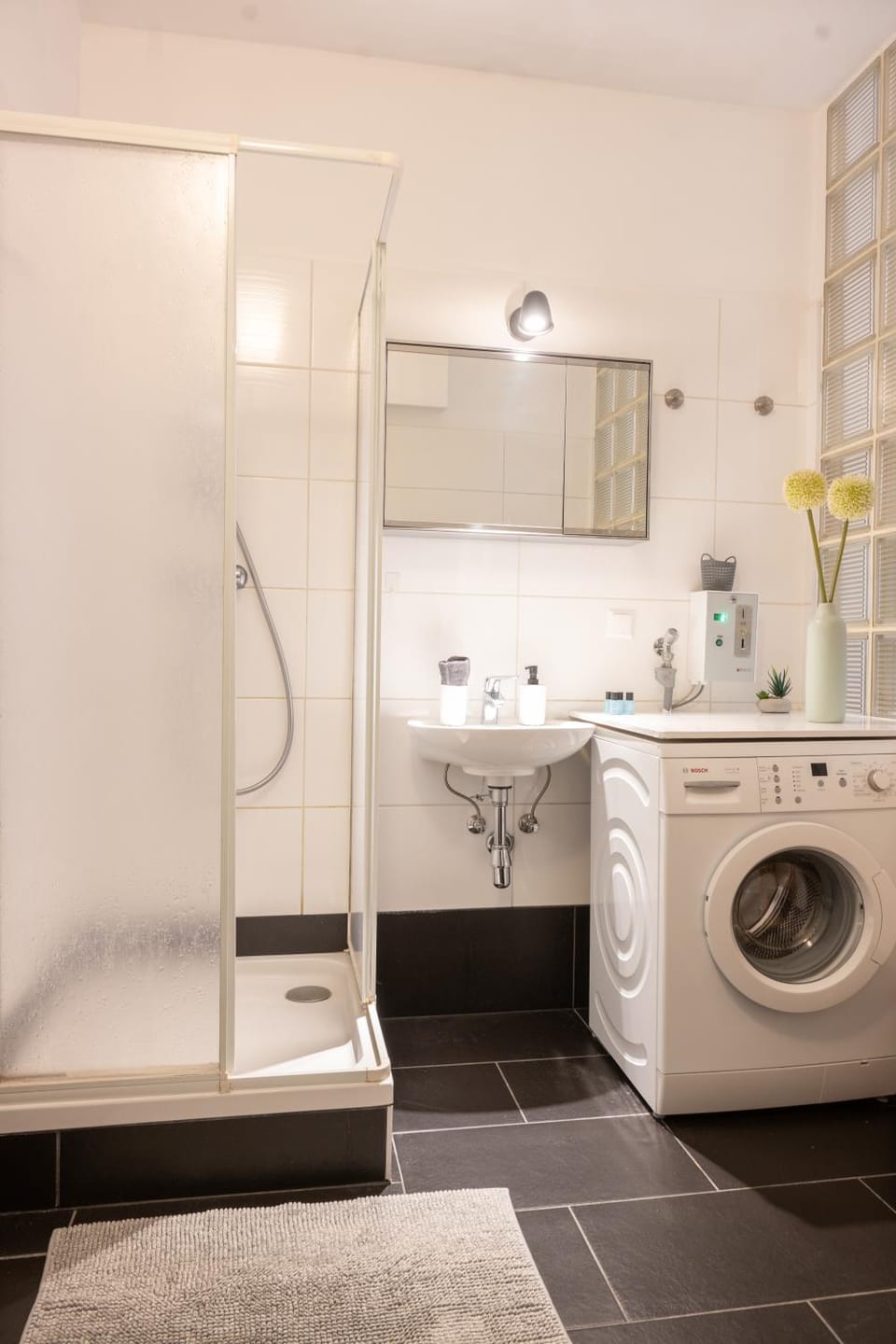 Bed, Bathroom, washing machine