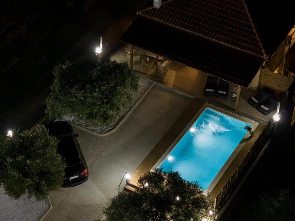 Night, Pool view, Swimming pool