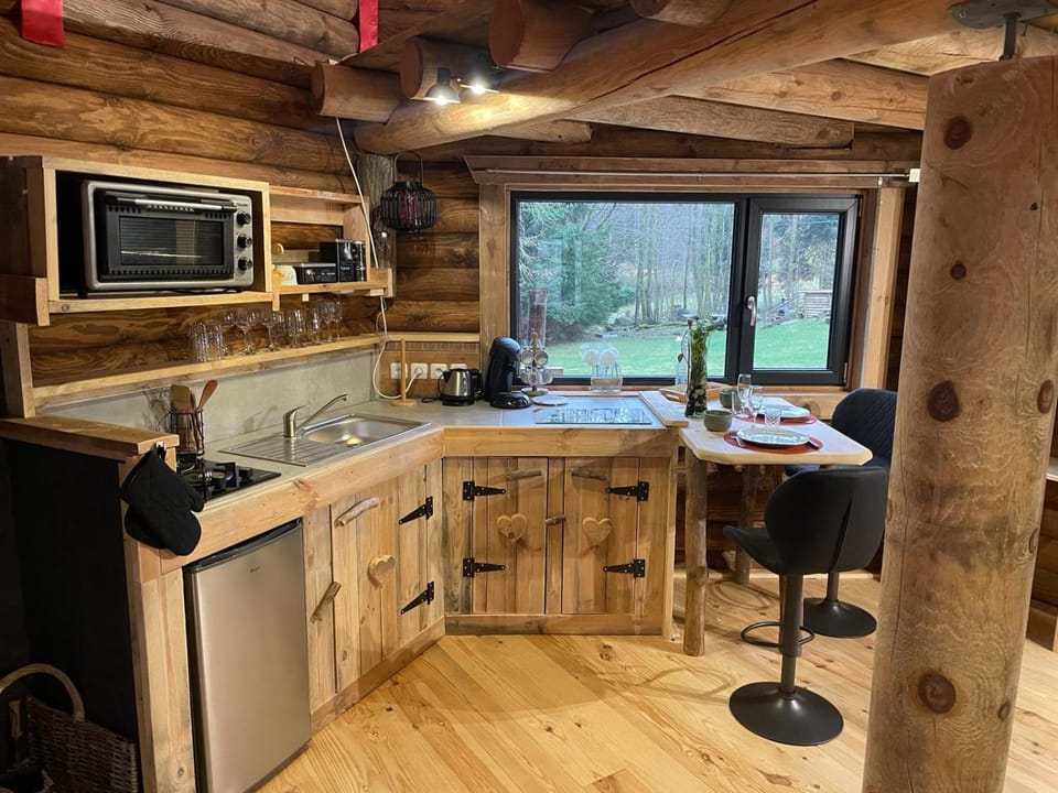 Kitchen or kitchenette, stove