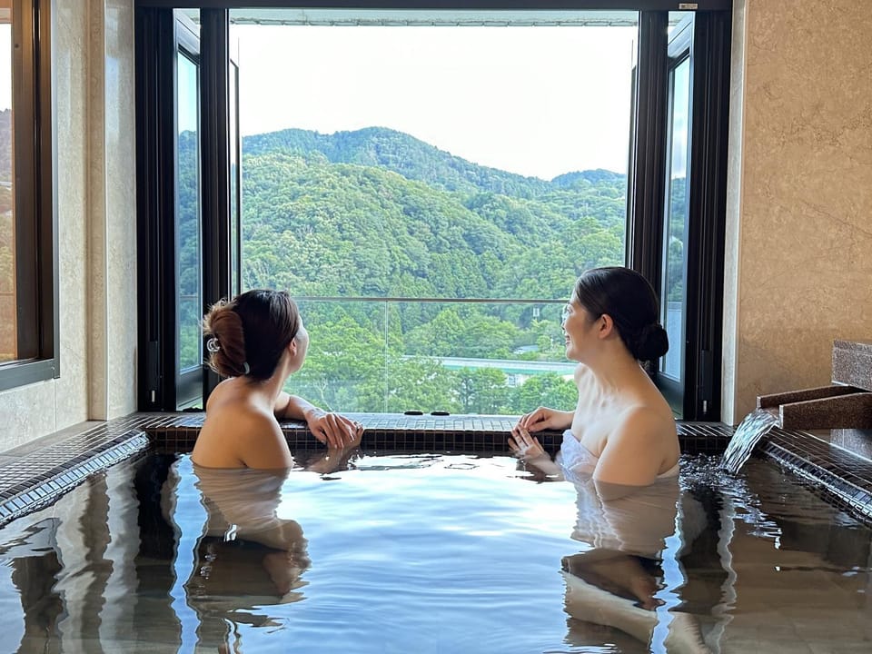 Day, People, Natural landscape, Bathroom, Mountain view