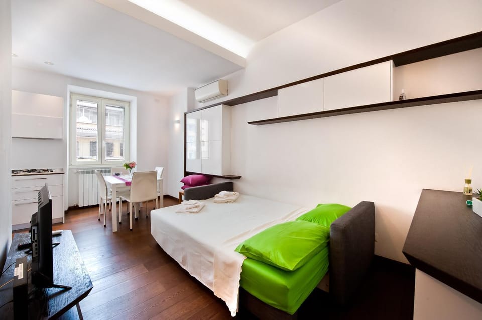 Bed, Living room, Seating area