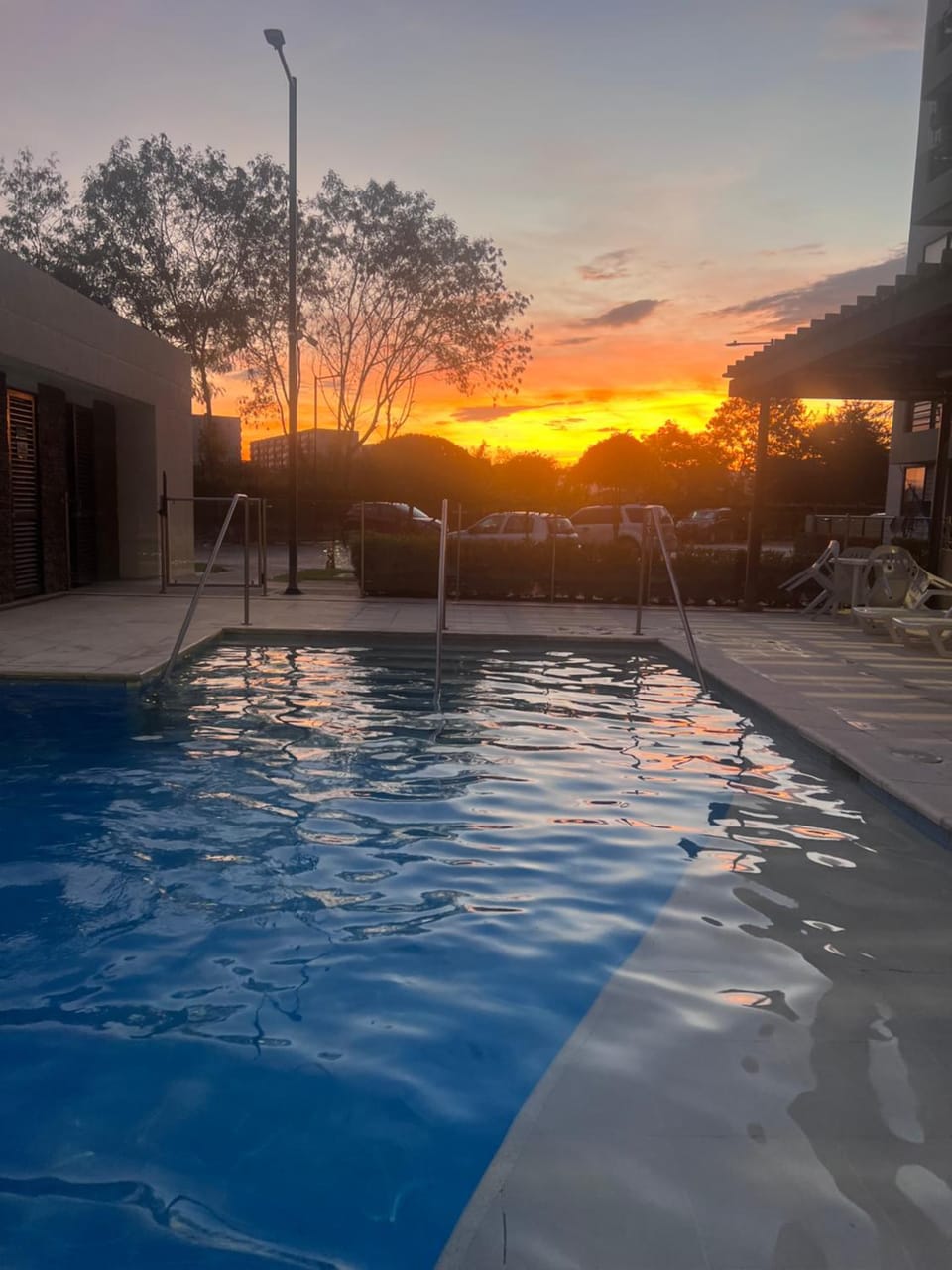 Natural landscape, Swimming pool, Sunset