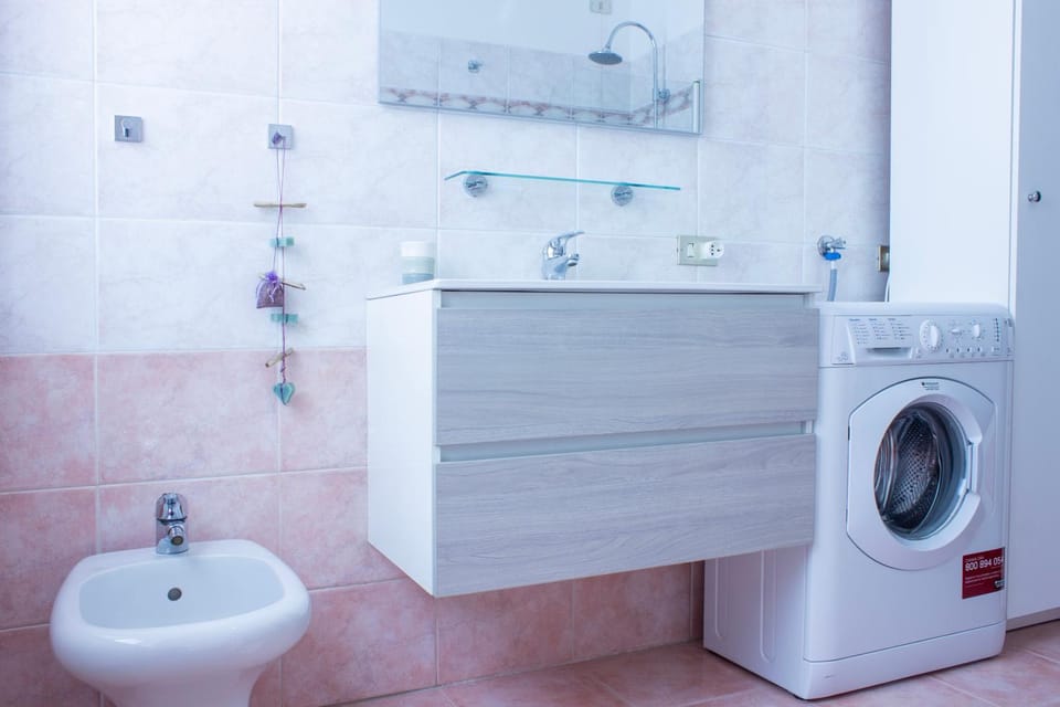 Bathroom, washing machine, dryer