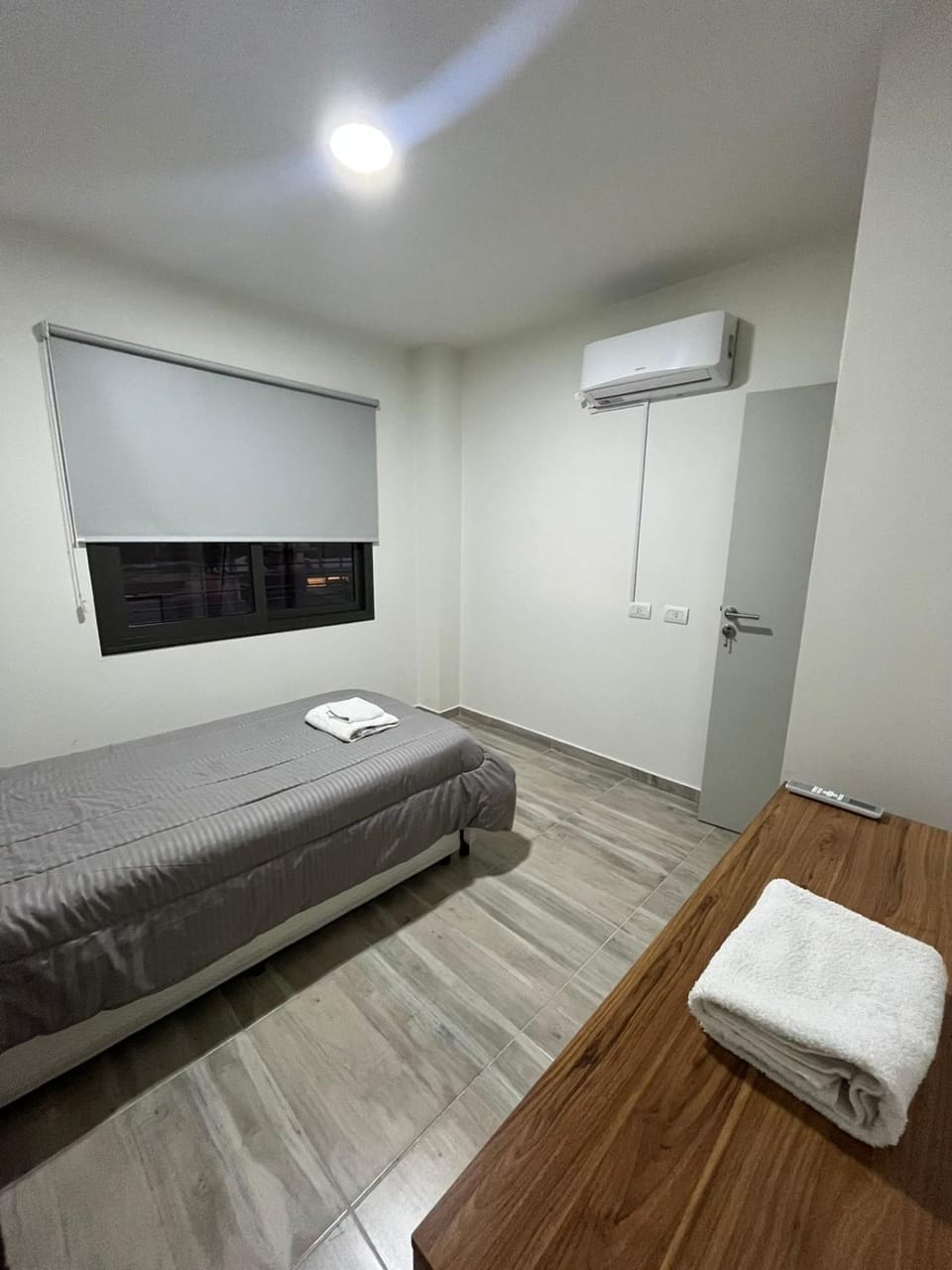 Bed, Photo of the whole room, Bedroom, towels, wardrobe, air conditioner