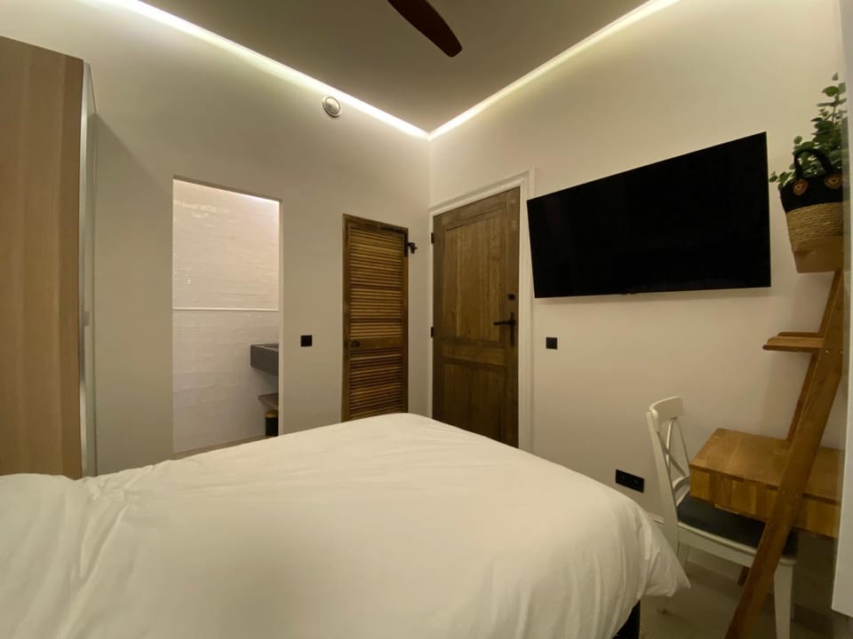 Bed, TV and multimedia, Photo of the whole room, Bedroom, fireplace, wardrobe
