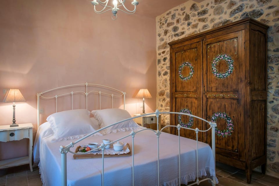 Bed, wardrobe