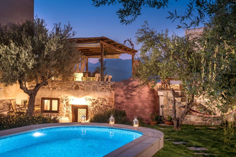 Property building, Night, Swimming pool