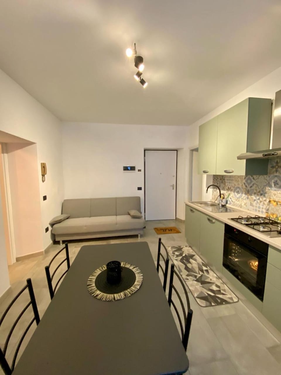 Kitchen or kitchenette, Living room, Dining area, stove