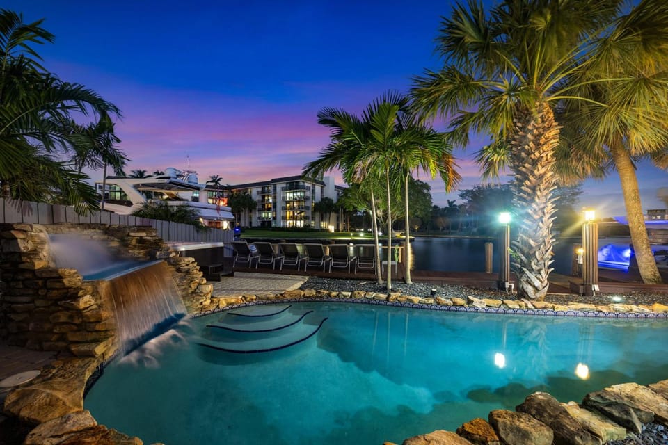 Night, Natural landscape, Pool view, Swimming pool