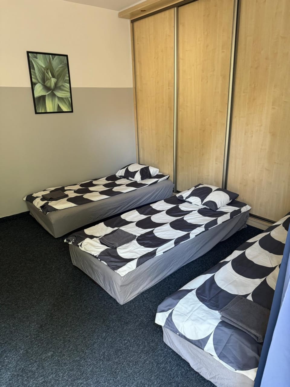 Bed, wardrobe