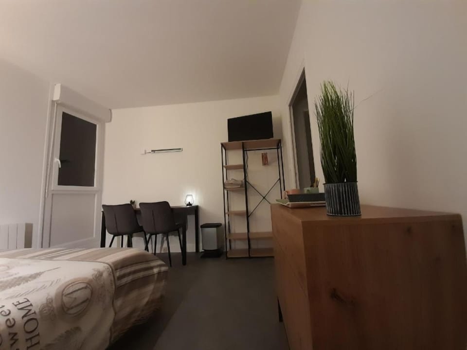 Bed, TV and multimedia, Living room, Photo of the whole room, Seating area, Bedroom, hair dresser