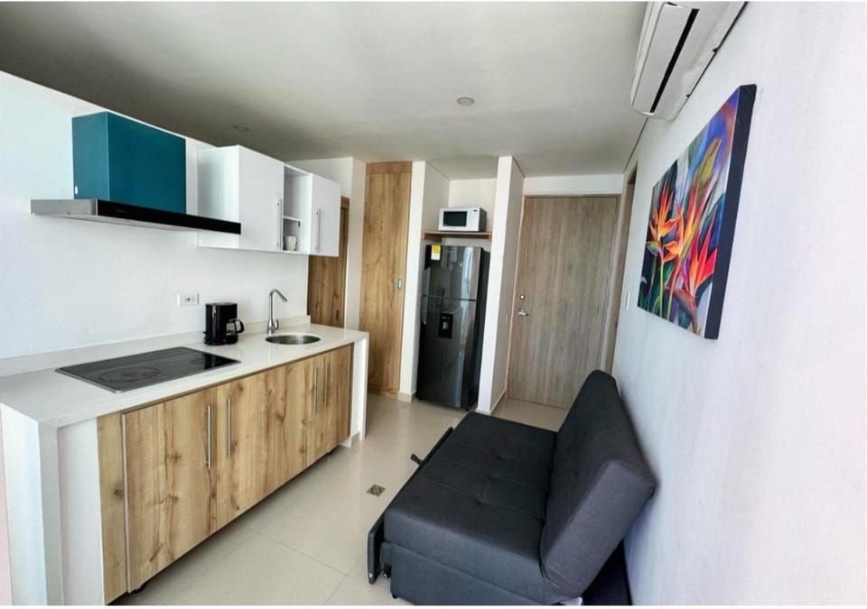 Kitchen or kitchenette, Living room, minibar, stove