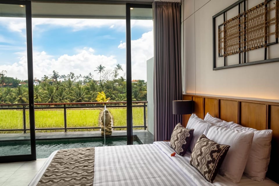 Bed, Garden, View (from property/room), Balcony/Terrace, Bedroom, Garden view, Pool view