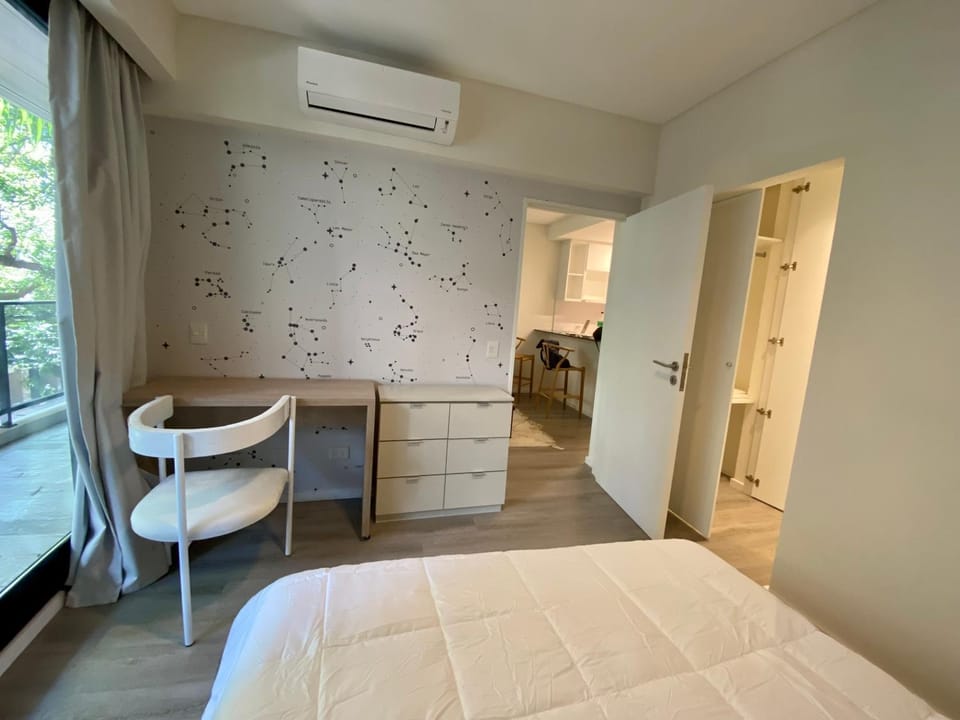Bed, Photo of the whole room, Bedroom, hair dresser, wardrobe, air conditioner