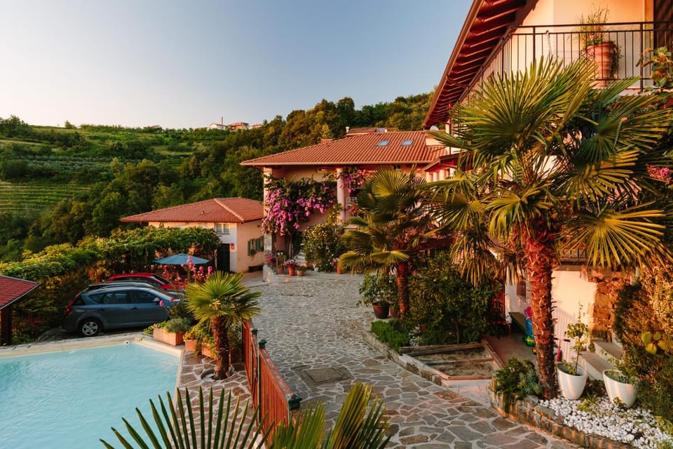 Property building, Natural landscape, Pool view, Swimming pool, Parking