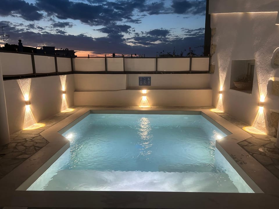 Night, Pool view, Swimming pool