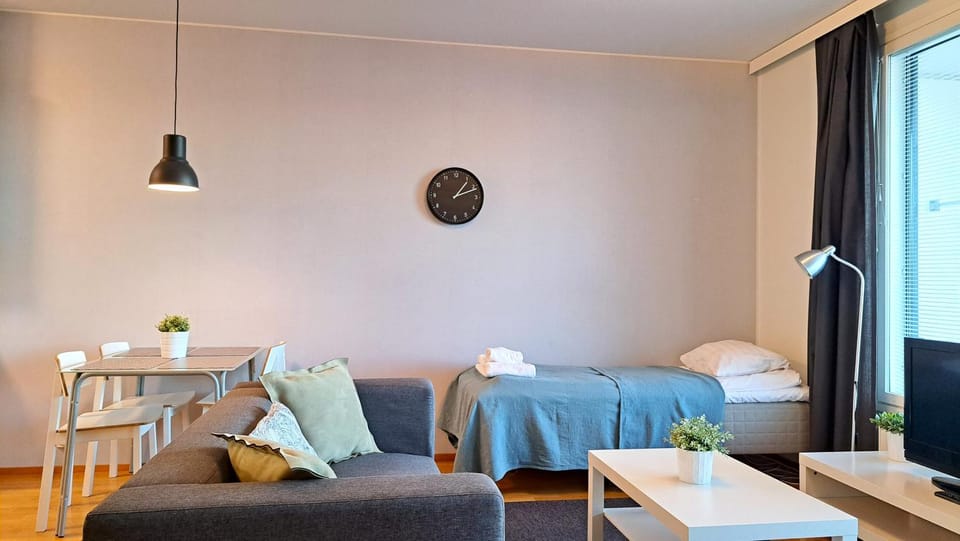 Bed, Living room, Seating area