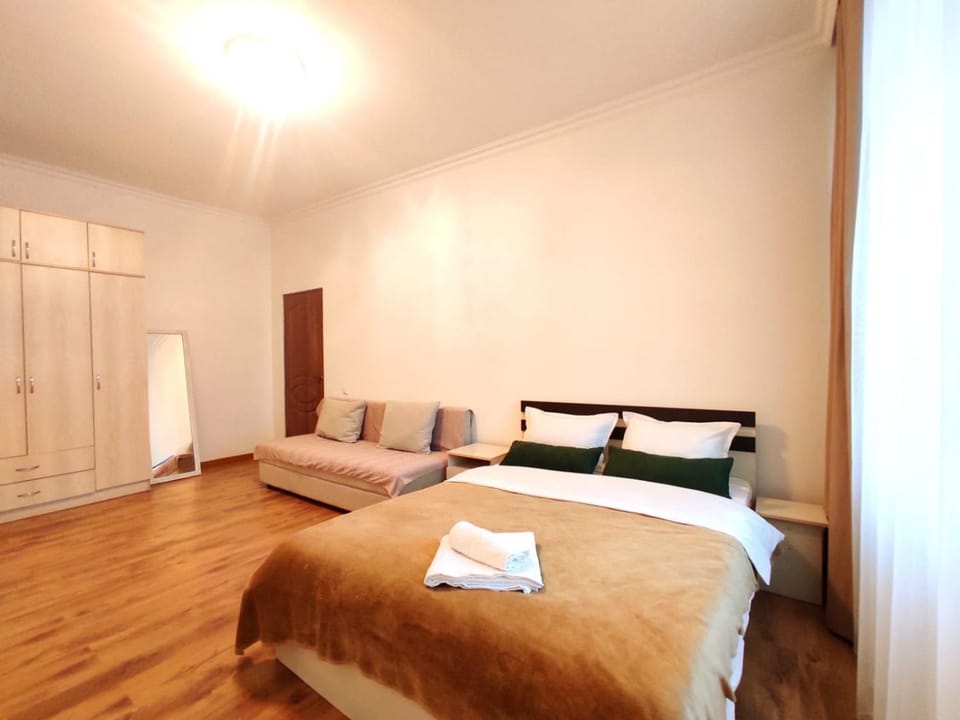 Bed, Photo of the whole room, Bedroom, towels, wardrobe