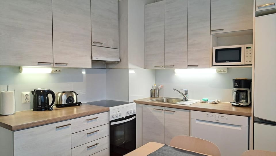 Kitchen or kitchenette, dishwasher, oven, toaster