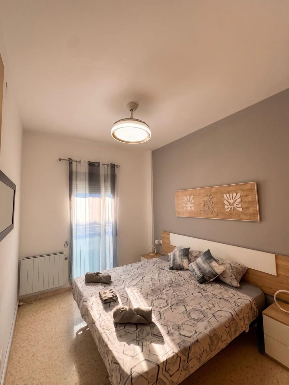 Bed, Inner courtyard view, heating, wardrobe