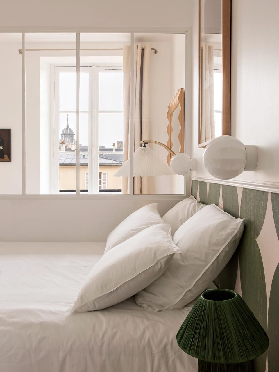 Bed, City view